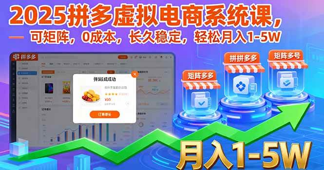 （16088期）2025拼多多虚拟电商系统课，可矩阵，0成本，长久稳定，轻松月入1-5W-创业项目网