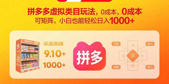 （15943期）拼多多虚拟类目玩法，0成本，可矩阵，小白也能轻松日入1000+-创业项目网