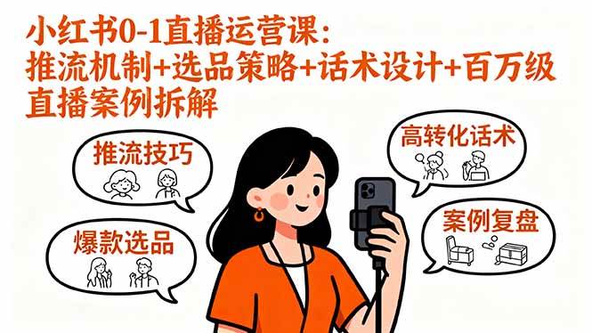 （16002期）小红书0-1直播运营课：推流机制+选品策略+话术设计+百万级直播案例拆解-创业项目网