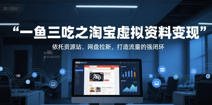 一鱼三吃之淘宝虚拟资料变现，依托资源站、网盘拉新，打造流量的强闭环-创业项目网