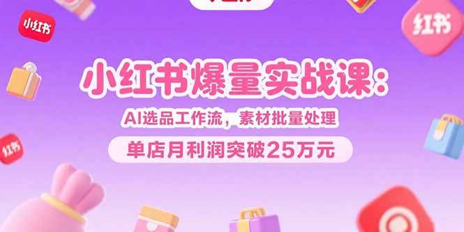 （15462期）小红书爆量实战课：AI选品工作流，素材批量处理，单店月利润突破25万元-创业项目网