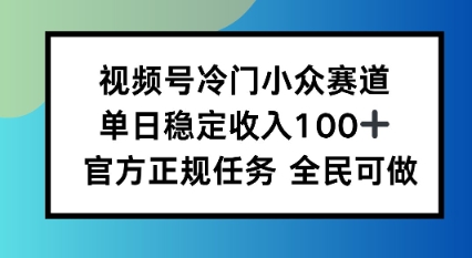 视频号小众赛道，单日稳定收入100+，适合所有人-创业项目网