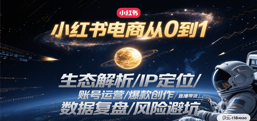 小红书电商从0到1：生态解析/IP定位/ 账号运营/爆款创作/直播带货/数据复盘/风险避坑-创业项目网