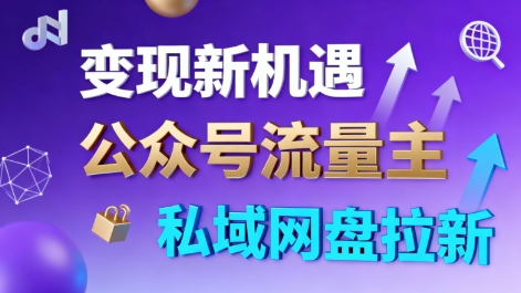 公众号流量主+私域网盘拉新，多方式变现，简单易上手，当天就有收益-创业项目网