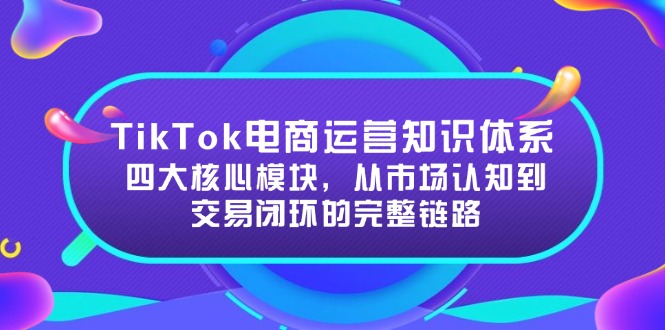 （15065期）TikTok电商运营知识体系：四大核心模块，从市场认知到交易闭环的完整链路-创业项目网