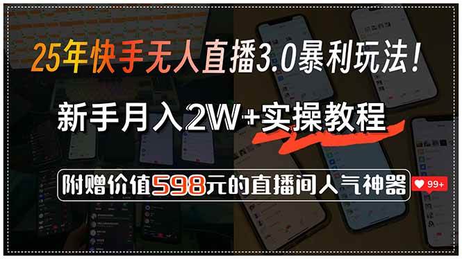 （15335期）25年快手无人直播3.0暴利玩法！，新手月入2W+实操教程，附赠价值598元…-创业项目网