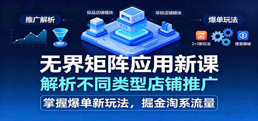 无界矩阵应用新课，解析不同类型店铺推广，掌握爆单新玩法，掘金淘系流量-创业项目网