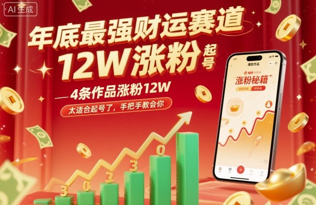 年底最强财运赛道，4条作品涨粉12W，太适合起号了，手把手教会你-创业项目网