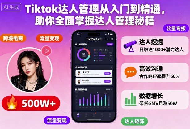 Tiktok达人管理从入门到精通，助你全面掌握达人管理秘籍-创业项目网