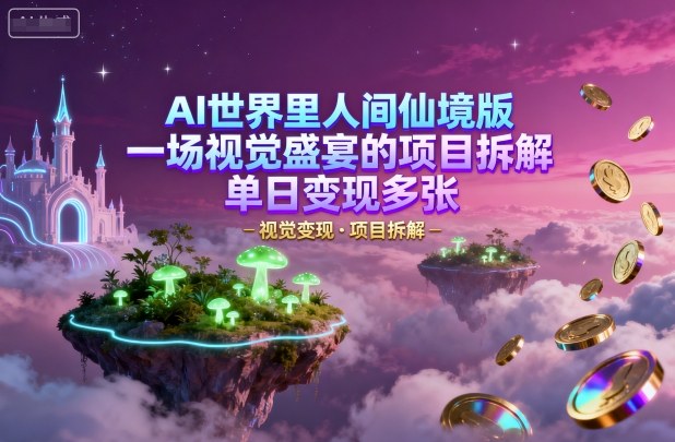 AI世界里人间仙境版，一场视觉盛宴的项目拆解，单日变现多张-创业项目网