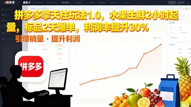 （16429期）拼多多 擎天柱玩法1.0，水果生鲜2小时起量，标品2天爆单，利润率提升30%-创业项目网