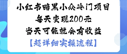 小红书暗黑小众冷门项目每天变现2张当天可能就会有收益-创业项目网