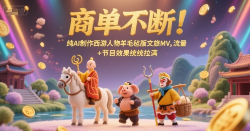 商单不断！纯AI制作西游人物羊毛毡版文旅MV，流量+节目效果统统拉满-创业项目网