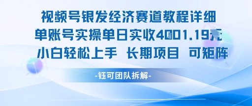 视频号银发经济赛道单账号实操单日实收1k+，小白轻松上手长期项目-创业项目网