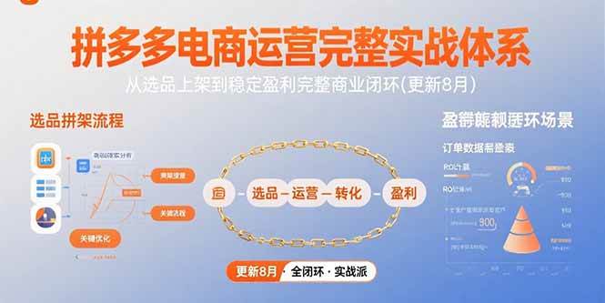 （15579期）拼多多电商运营完整实战体系，从选品上架到稳定盈利完整商业闭环(更新8月)-创业项目网