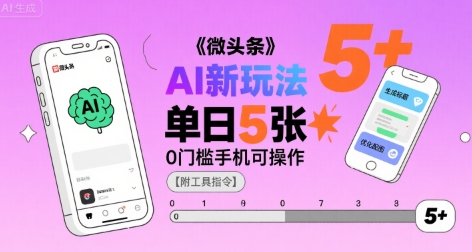 微头条AI新玩法，小白单日5张+，0门槛手机可操作【附工具指令】-创业项目网