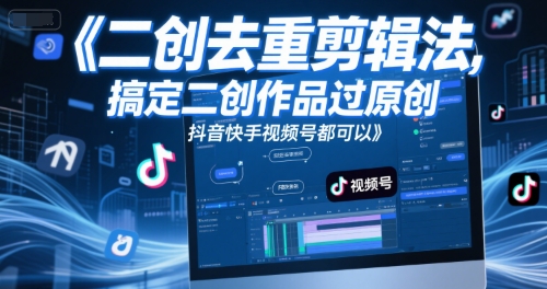 短视频二创去重剪辑法，搞定二创作品过原创，抖音快手视频号都可以-创业项目网