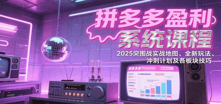 拼多多盈利系统课程：2025突围战实战地图、全新玩法、冲刺计划及各板块技巧-创业项目网