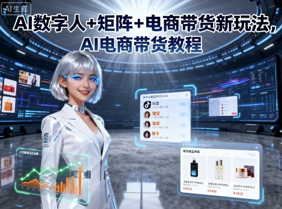 AI数字人+矩阵+电商带货新玩法，AI电商带货教程-创业项目网
