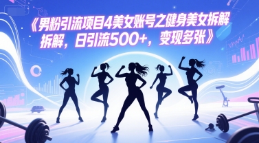 男粉引流项目4美女账号之健身美女拆解，日引流500+，变现多张-创业项目网