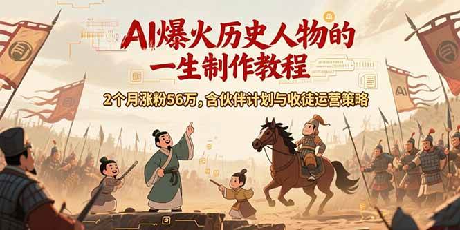 （15336期）AI历史人物赛道课程，2个月涨粉56万，含伙伴计划与收徒运营策略-创业项目网