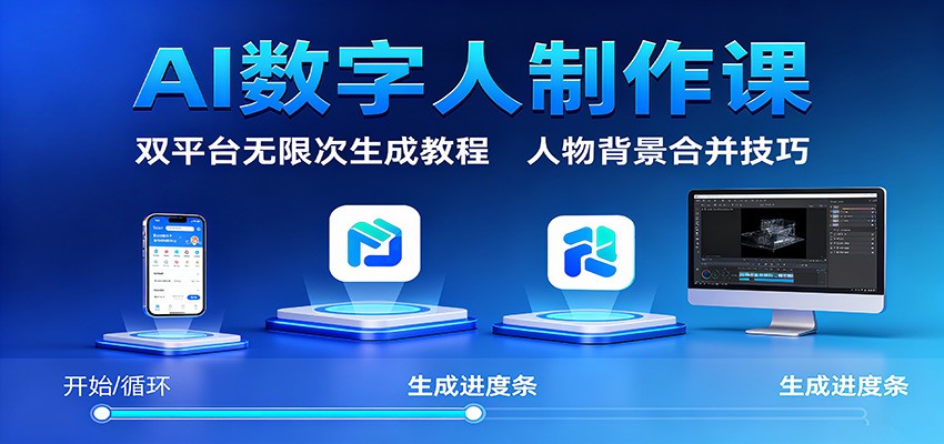 AI数字人制作课：双平台无限次生成教程，人物背景合并技巧-创业项目网