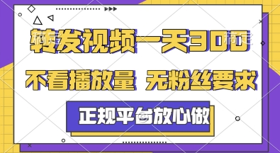 转发视频一天3张+，正规平台放心做，不看播放量，无粉丝要求，随时随地挣收益【揭秘】-创业项目网