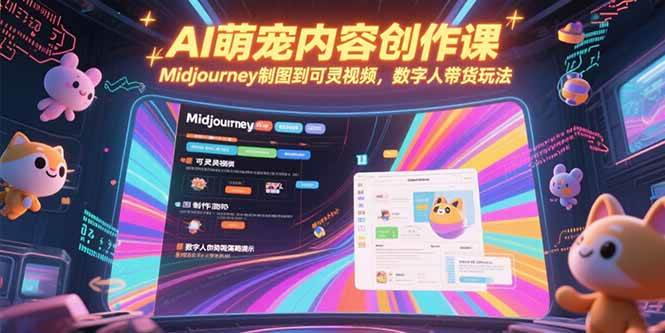 （15311期）AI萌宠内容创作课，Midjourney制图到可灵视频，数字人带货玩法-创业项目网