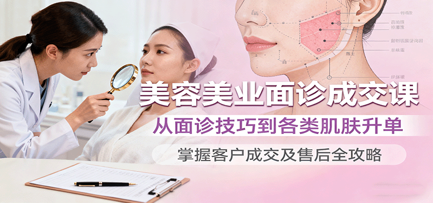 美容美业面诊成交课，从面诊技巧到各类肌肤升单，掌握客户成交及售后全攻略-创业项目网