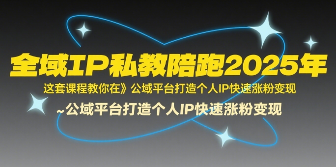 全域IP私教陪跑2025年，这套课程教你在公域平台打造个人IP快速涨粉变现-创业项目网