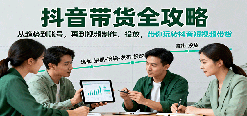 抖音带货全攻略：从趋势到账号，再到视频制作、投放，带你玩转抖音短视频带货-创业项目网