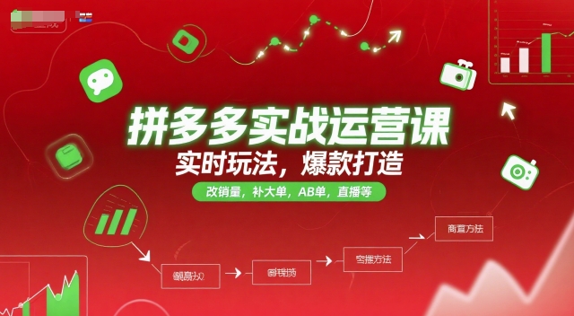 拼多多实战运营课，实时玩法，爆款打造，改销量，补大单，AB单，直播等（更新2025月）-创业项目网