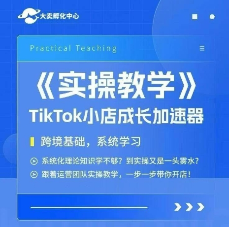大卖家孵化中心TikTok实操课，TikTok小店成长加速器，跨境基础系统学习，一步一步带你开店-创业项目网