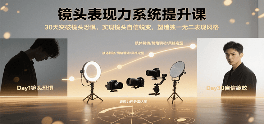 镜头表现力系统提升课，30天突破镜头恐惧实现自信蜕变，塑造独一无二表现风格-创业项目网