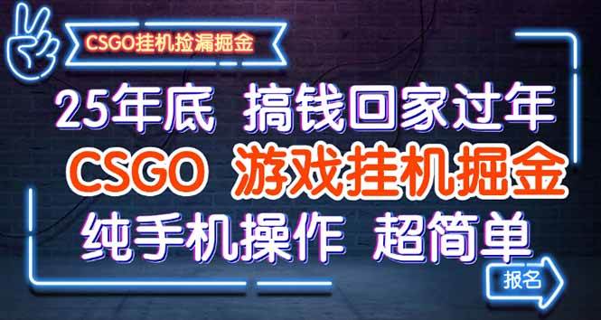 （16343期）25年底搞钱回家过年，CSGO游戏挂机掘金，纯手机操作超简单-创业项目网
