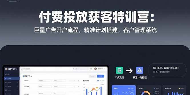 （15426期）付费投放获客特训营：巨量广告开户流程，精准计划搭建，客户管理系统-创业项目网