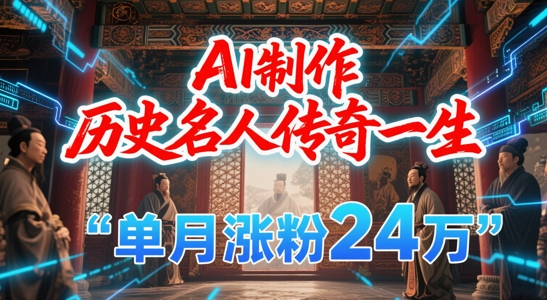 暴力起号！用AI制作历史名人传奇一生，单月涨粉24W，涨粉+变现赛道黑马来了-创业项目网