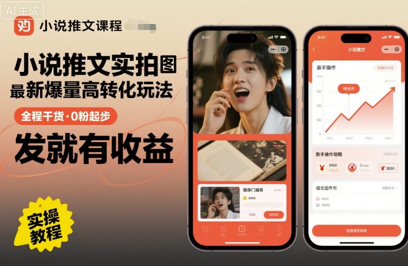 小说推文实拍双图文最新爆量高转化玩法，全程干货，0粉起步，发就有收益-创业项目网