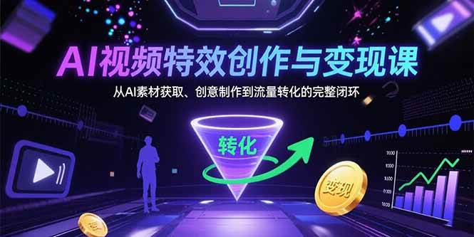 （15587期）AI视频特效创作与变现课：从AI素材获取、创意制作到流量转化的完整闭环-创业项目网