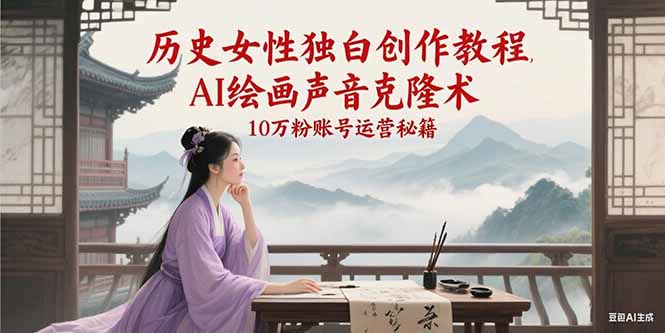 历史女性独白创作教程，AI绘画声音克隆术，10万粉账号运营秘籍-创业项目网