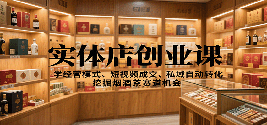 实体店创业课：学经营模式、短视频成交、私域自动转化，挖掘烟酒茶赛道机会-创业项目网