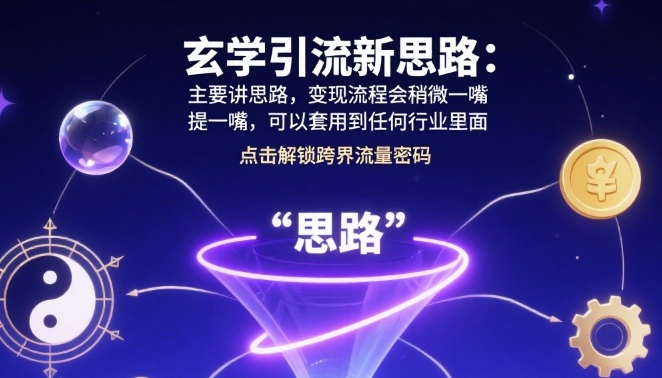 玄学引流新思路：主要讲思路，变现流程会稍微提一嘴，可以套用到任何行业里面-创业项目网