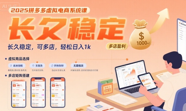 2025拼多多虚拟电商系统课，长久稳定，可多店，轻松日入1k-创业项目网