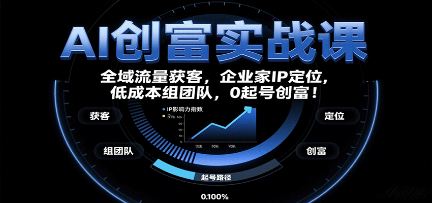 AI创富实战课：企业家IP定位，全域流量获客，低成本组团队，0起号创富！-创业项目网