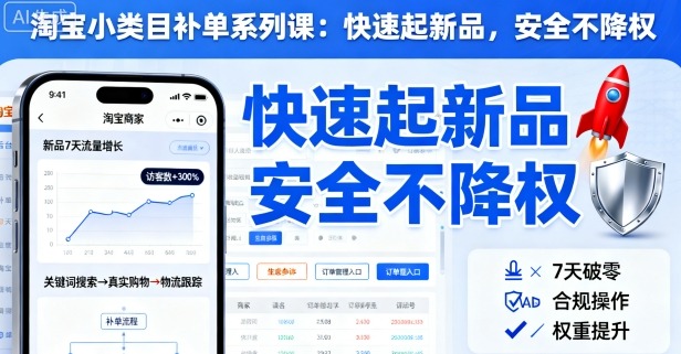 淘宝小类目补单系列课，快速起新品，安全不降权-创业项目网