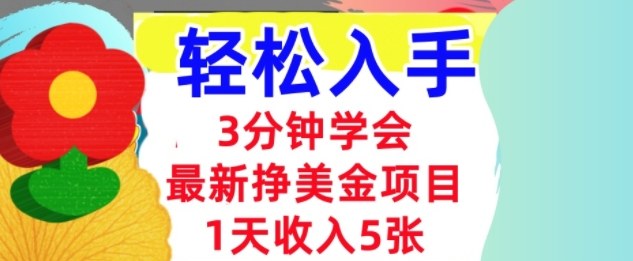 最新挣美金项目，日入5张，3分钟学会，小白轻松入手（长久的被动收入）-创业项目网