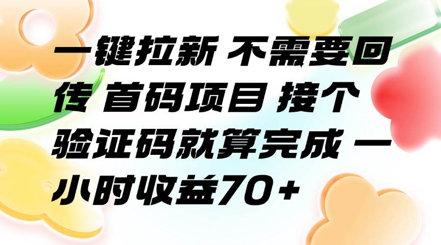 （15588期）一键拉新 不需要回传 首码项目 接个验证码就算完成 一小时收益70+-创业项目网