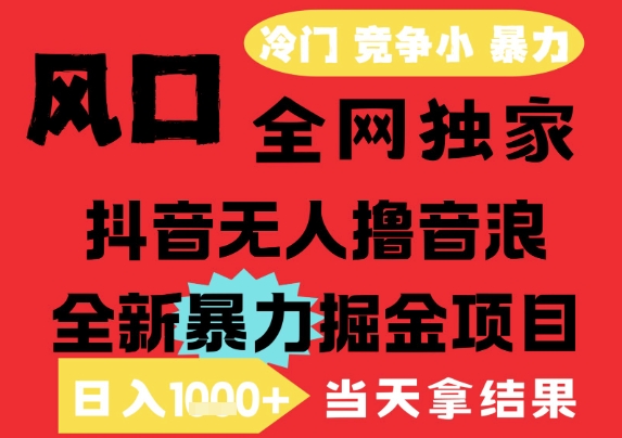 25年6月高爆抖音无人直播最新撸音浪掘金项目，解放双手小白可做，无脑日入1k+，门槛低【揭秘】-创业项目网