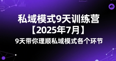 私域模式9天训练营【2025年7月】9天带你理顺私域模式各个环节-创业项目网