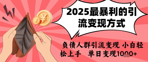 2025年最暴利的引流变现方式，负债人群引流变现，小白轻松上手，日入1k-创业项目网